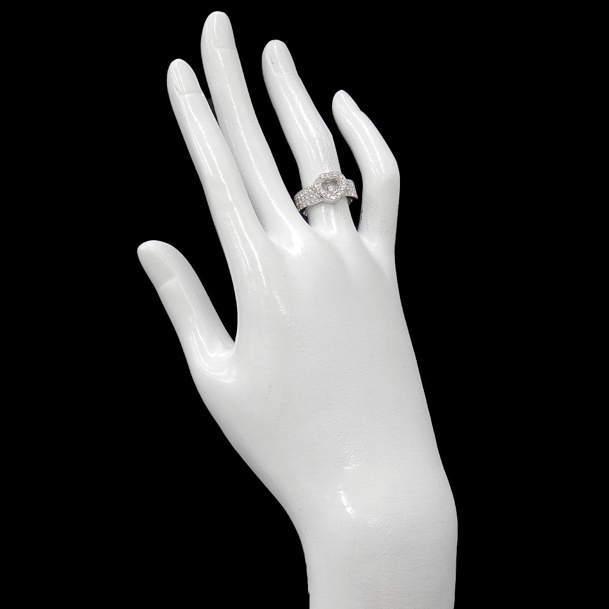 Happy Diamond Heart Ring 18K White Gold 750 Size5.25(US)