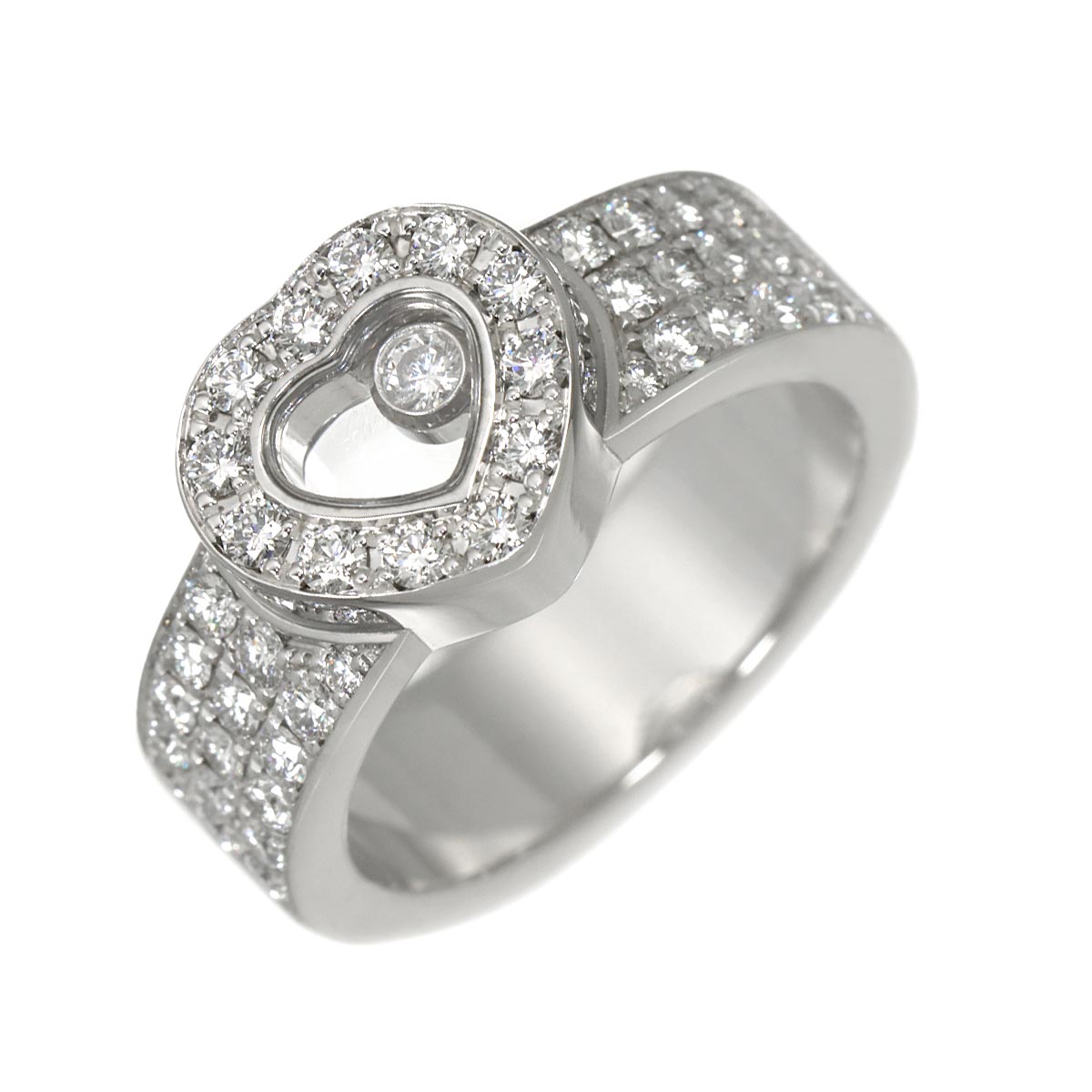 Happy Diamond Heart Ring 18K White Gold 750 Size5.25(US)