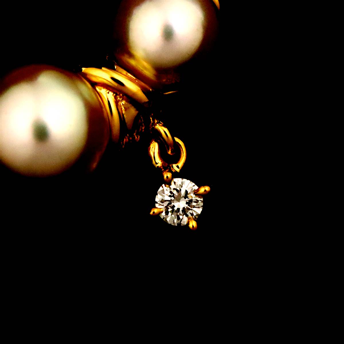Akoya Pearl 5.9-4.8mm Diamond 0.03ct Necklace 18K YG 750
