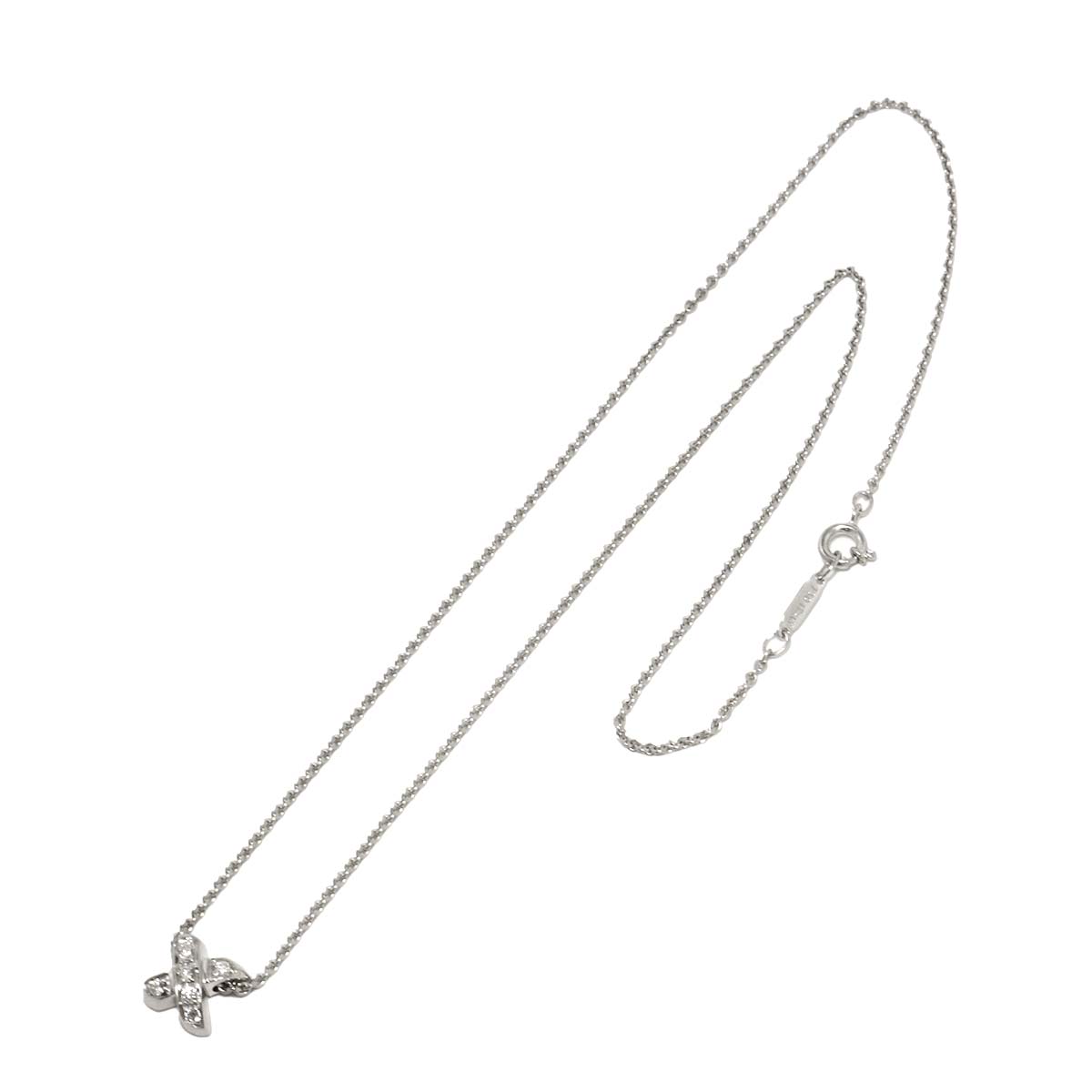 Cross Diamond Necklace 18K White Gold 750