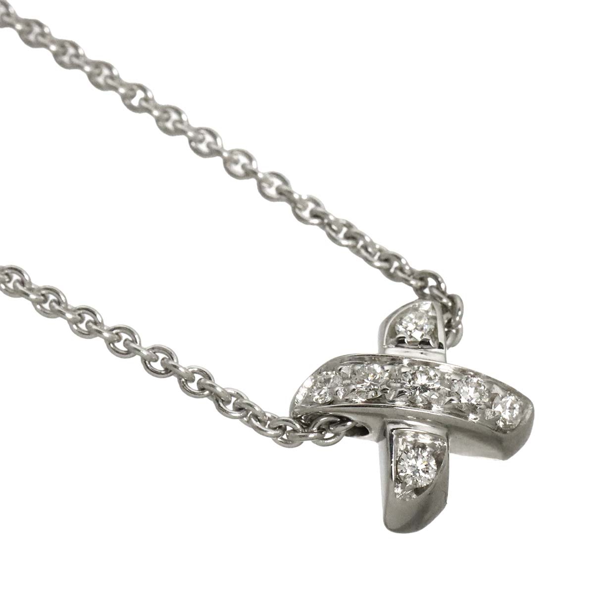 Cross Diamond Necklace 18K White Gold 750