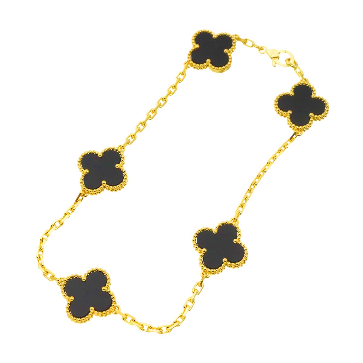 Vintage Alhambra Onyx 5P Bracelet 18K YG 750