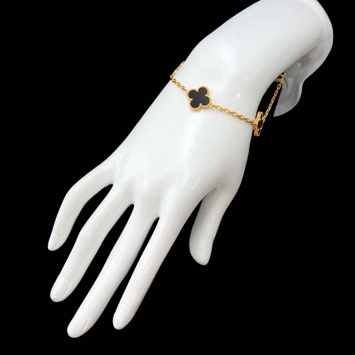 Vintage Alhambra Onyx 5P Bracelet 18K YG 750