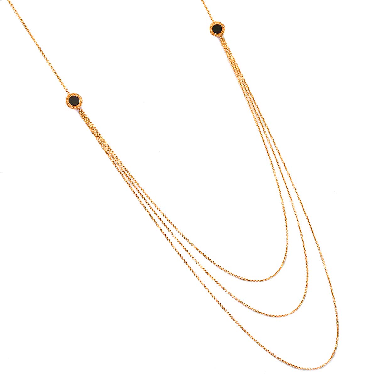 BVLGARIBVLGARI MOP Onyx Necklace 18K Pink Gold 750