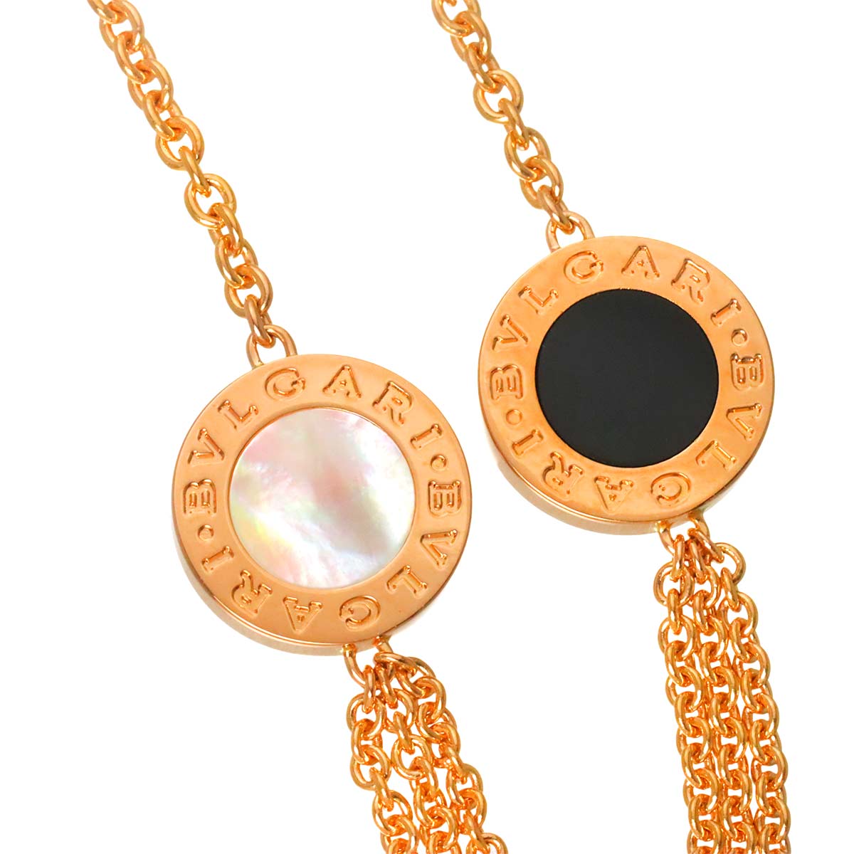 BVLGARIBVLGARI MOP Onyx Necklace 18K Pink Gold 750