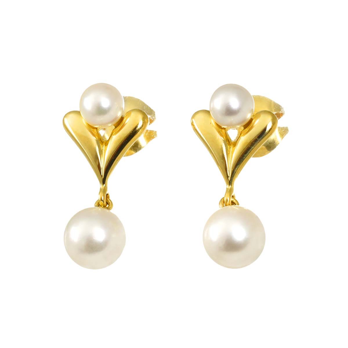 Akoya Pearl 6.2-4.5mm Earrings Pierced 18K YG 750