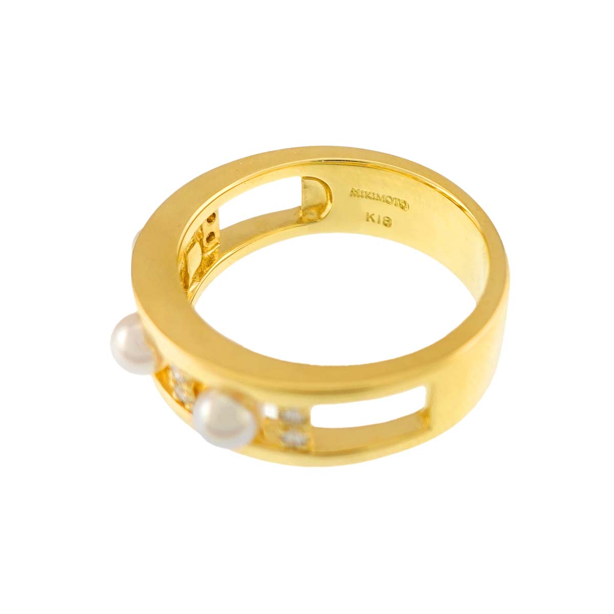 Baby Pearl 3.7mm Diamond Ring 18K YG 750 Size6.75(US)