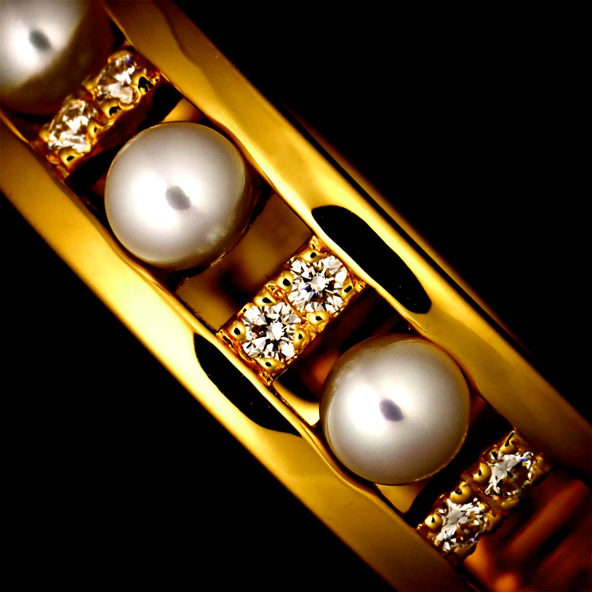 Baby Pearl 3.7mm Diamond Ring 18K YG 750 Size6.75(US)