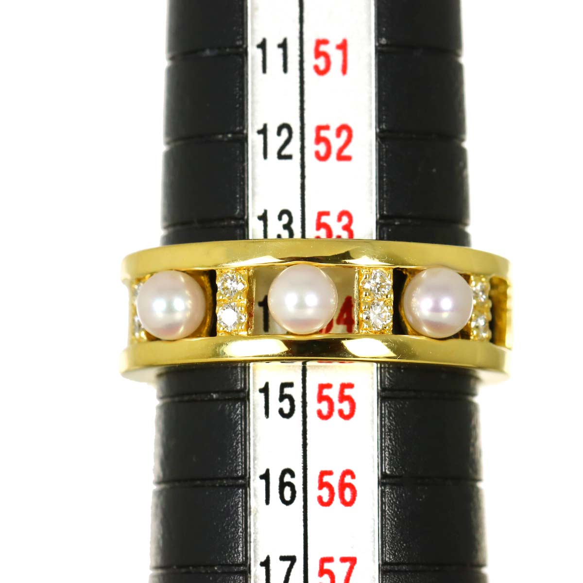 Baby Pearl 3.7mm Diamond Ring 18K YG 750 Size6.75(US)