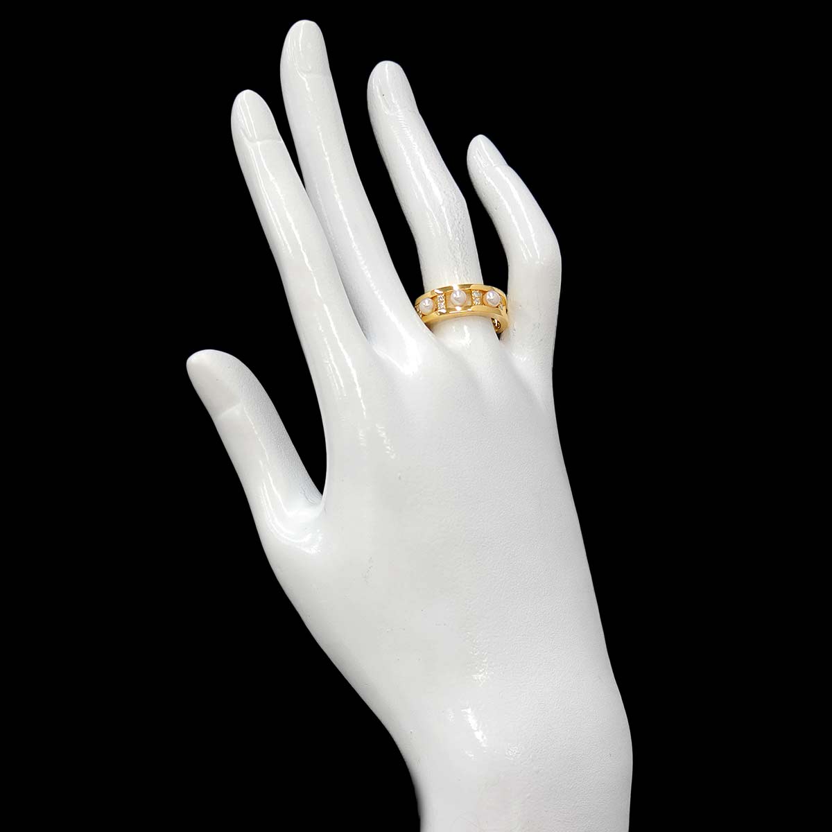 Baby Pearl 3.7mm Diamond Ring 18K YG 750 Size6.75(US)