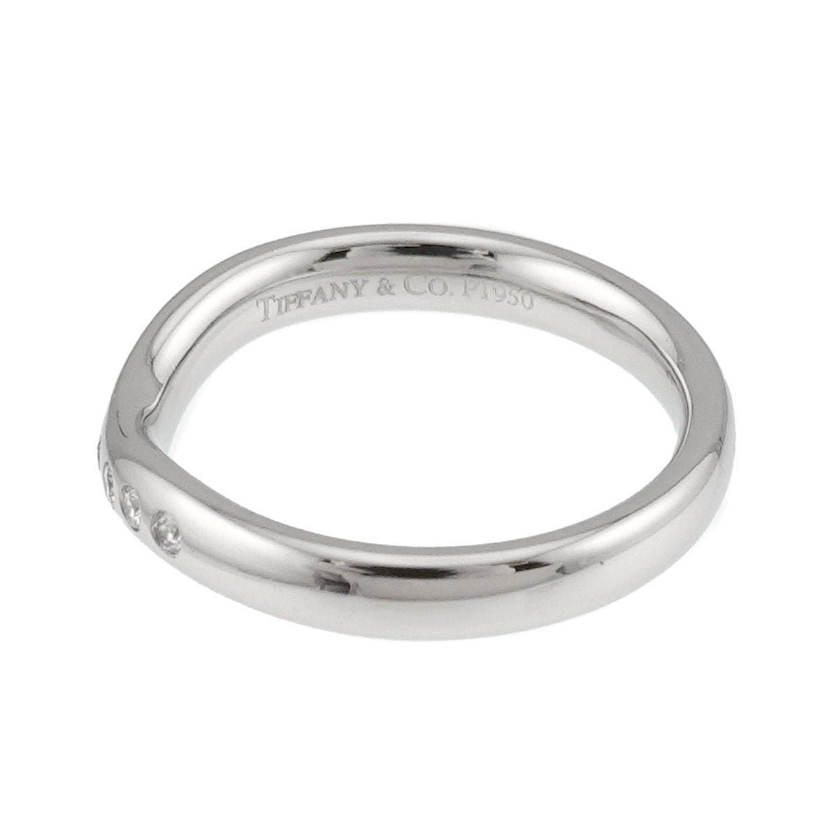 Wide Curved Band Diamond Ring Pt Platinum Size5.25-5.5(US)