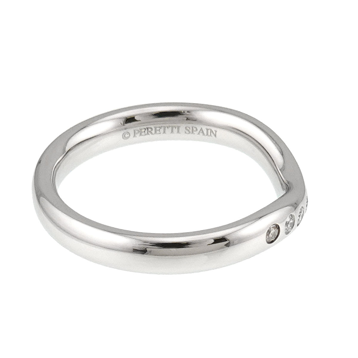 Wide Curved Band Diamond Ring Pt Platinum Size5.25-5.5(US)