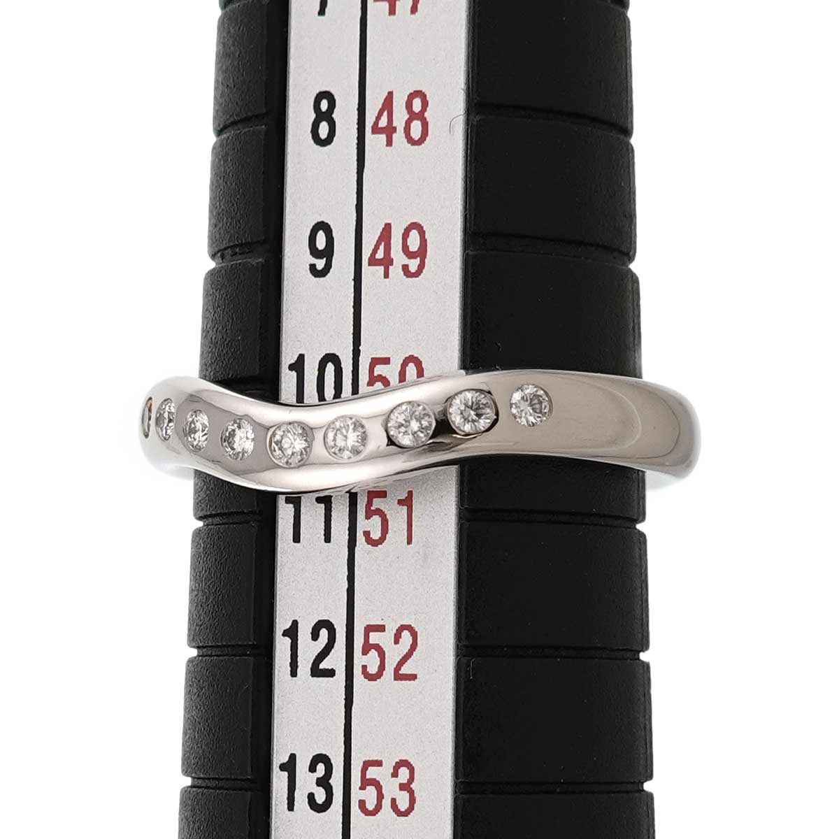 Wide Curved Band Diamond Ring Pt Platinum Size5.25-5.5(US)