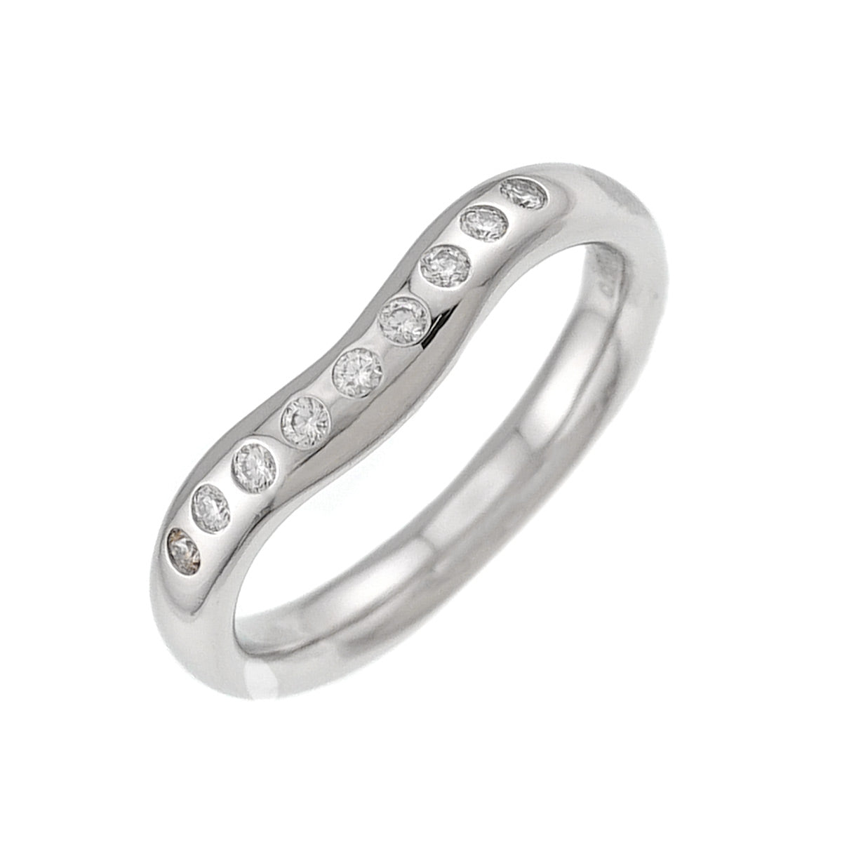 Wide Curved Band Diamond Ring Pt Platinum Size5.25-5.5(US)
