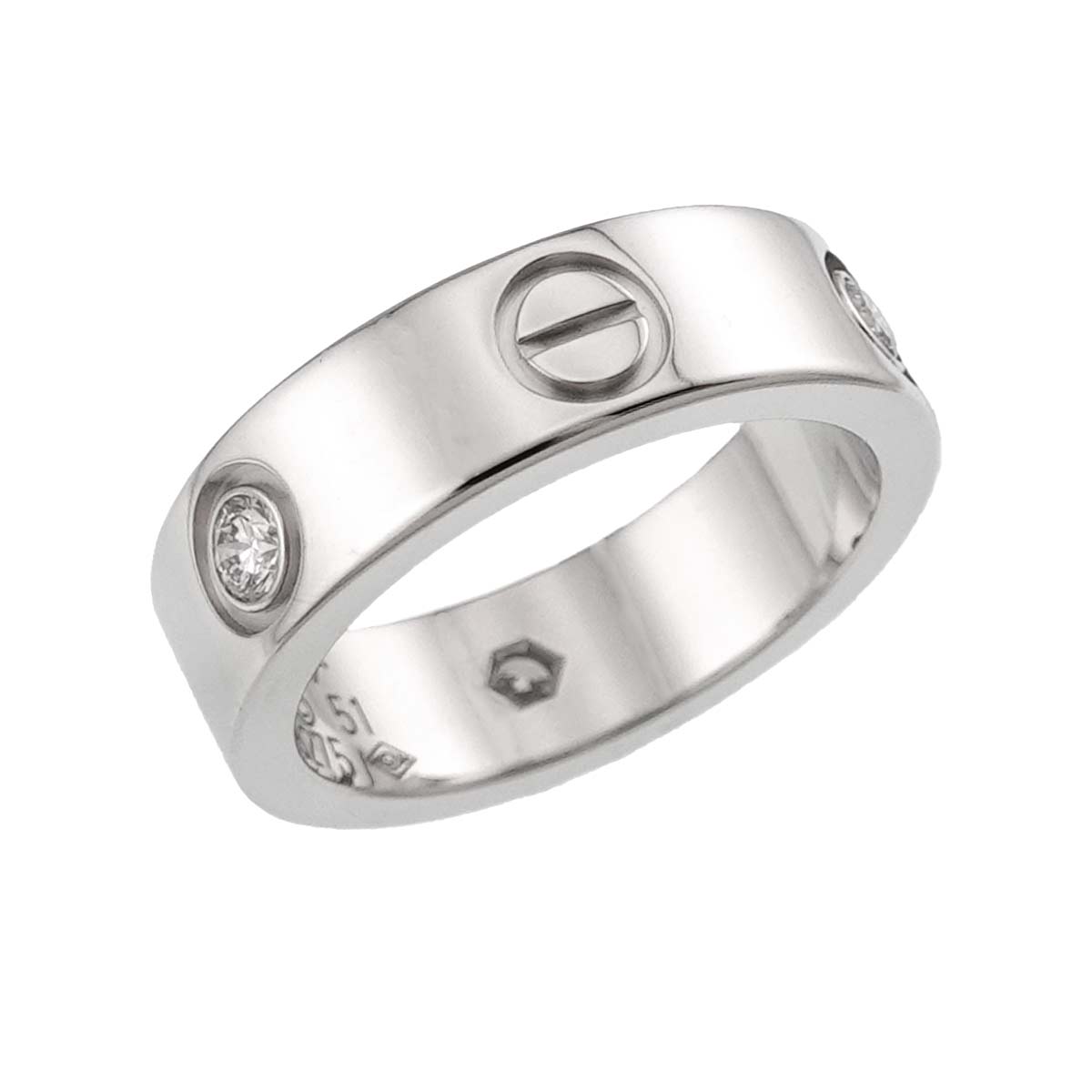 Love Ring Half Diamond 3P 18K WG 750 size51 5.5-5.75(US)