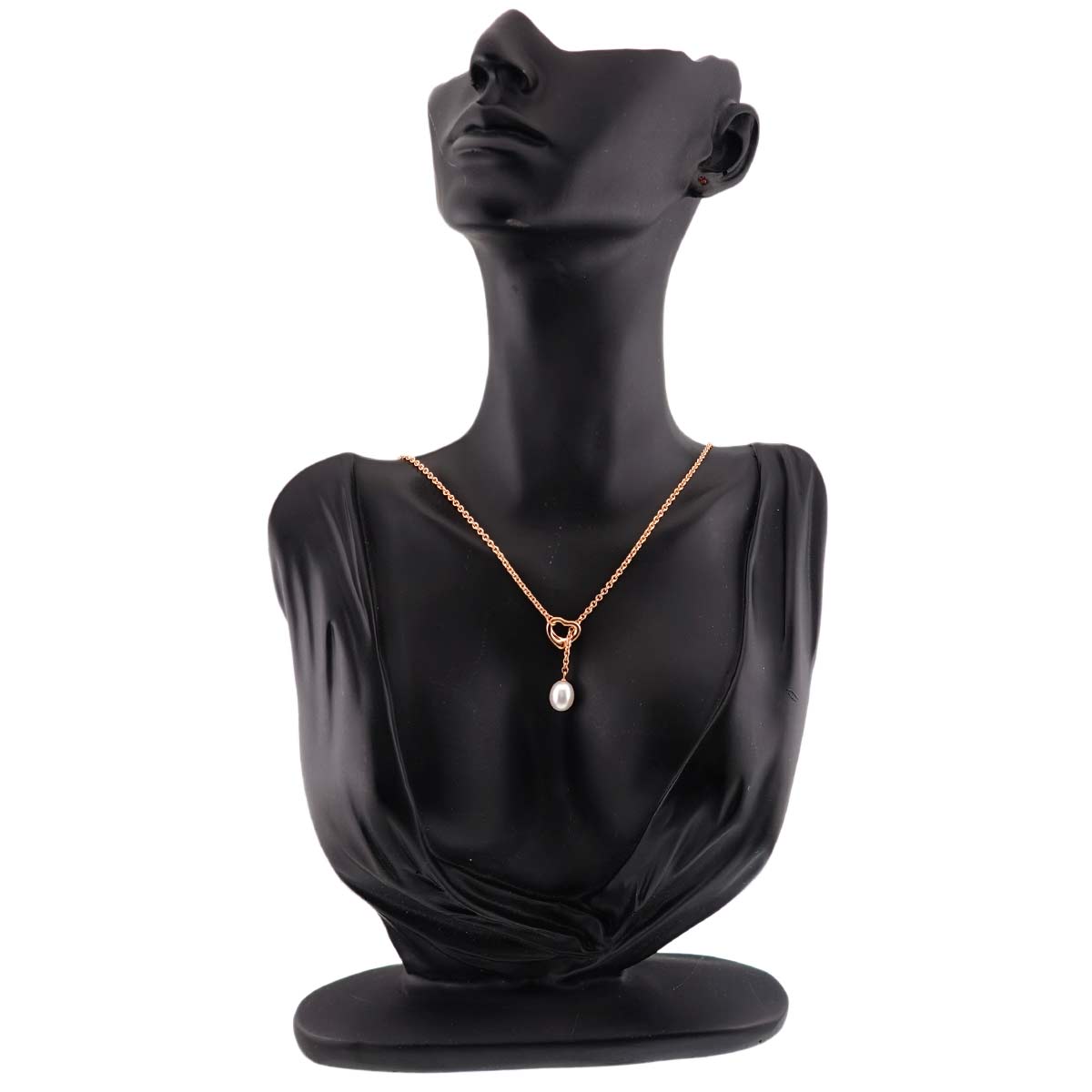 Open Heart Lariat Freshwater cultured pearl Necklace 18K PG