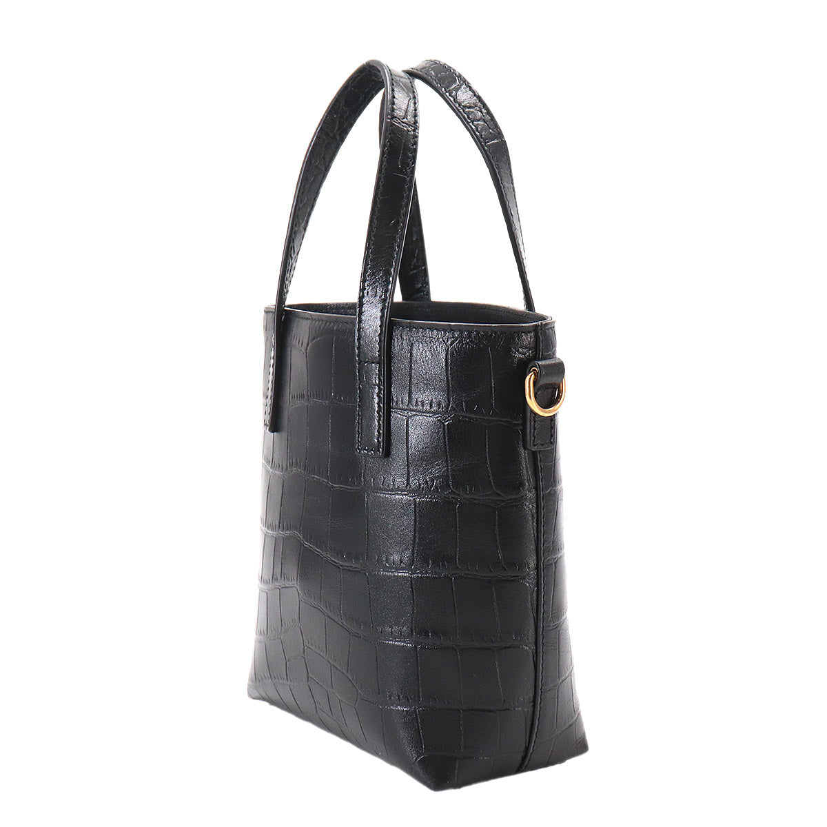 Mini Toy Shopping 2way Tote Shoulder Bag Leather Black