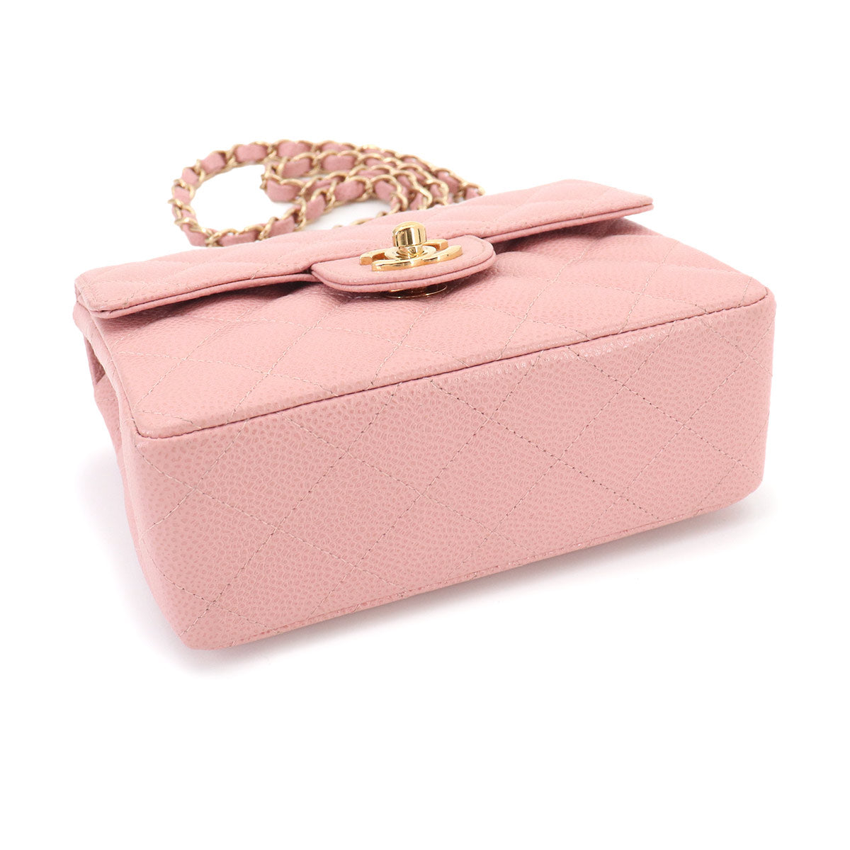 Mini Matelasse Chain Shoulder Bag Leather Pink Purse