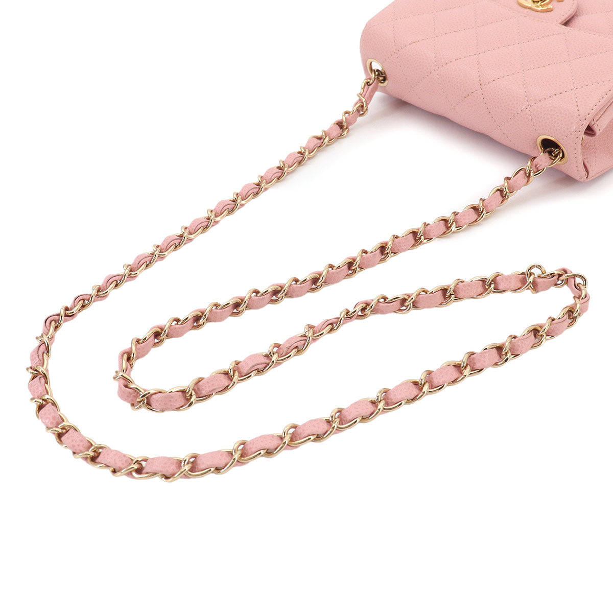 Mini Matelasse Chain Shoulder Bag Leather Pink Purse