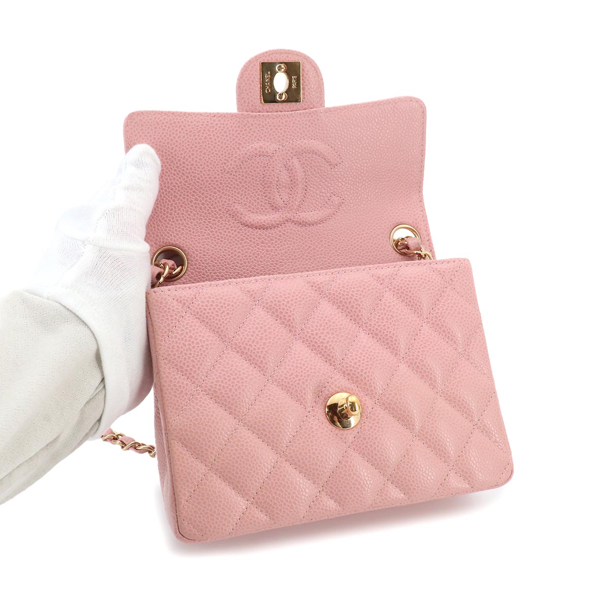 Mini Matelasse Chain Shoulder Bag Leather Pink Purse