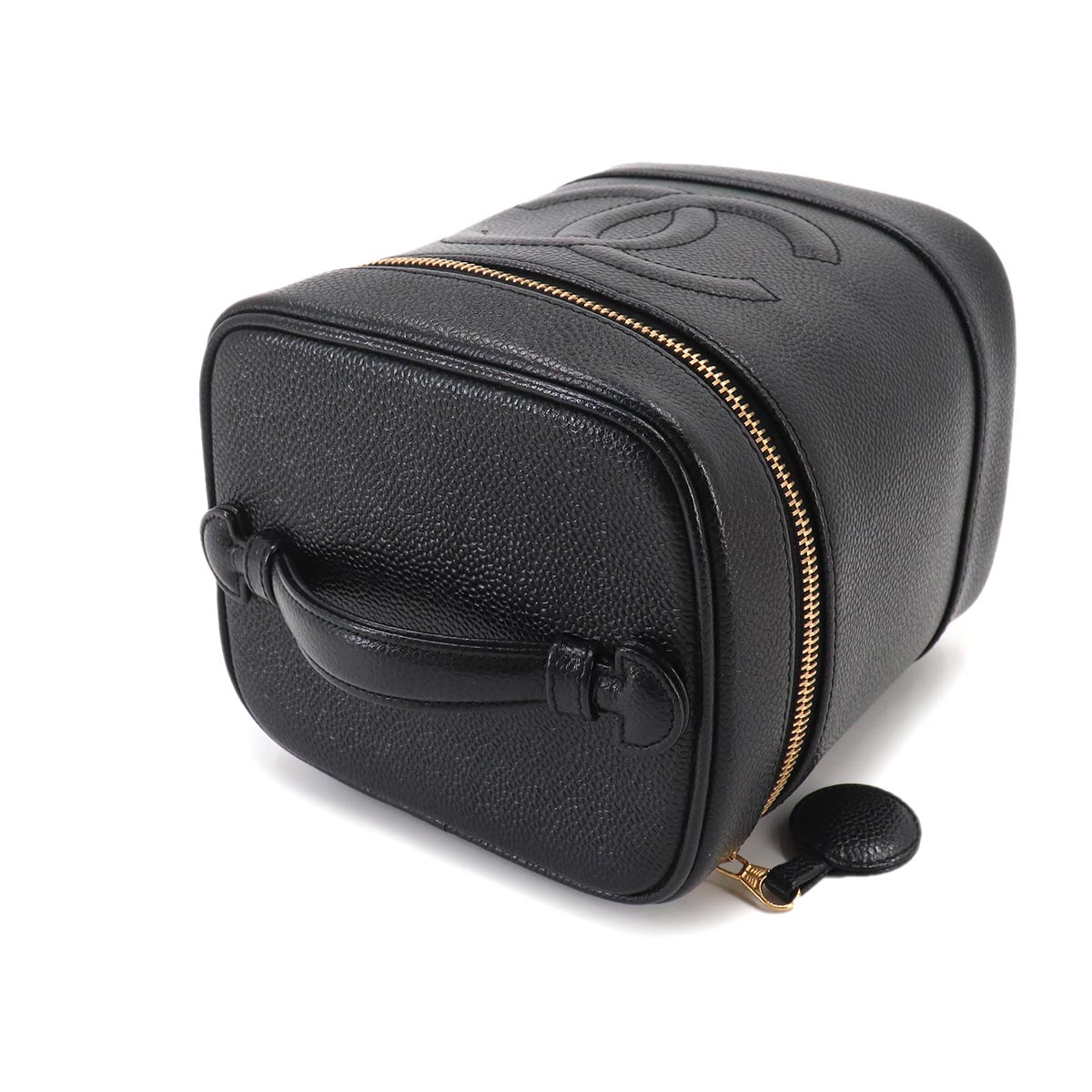 Vanity Hand Bag Leather Black A01998 Coco Logos Vintage Purse