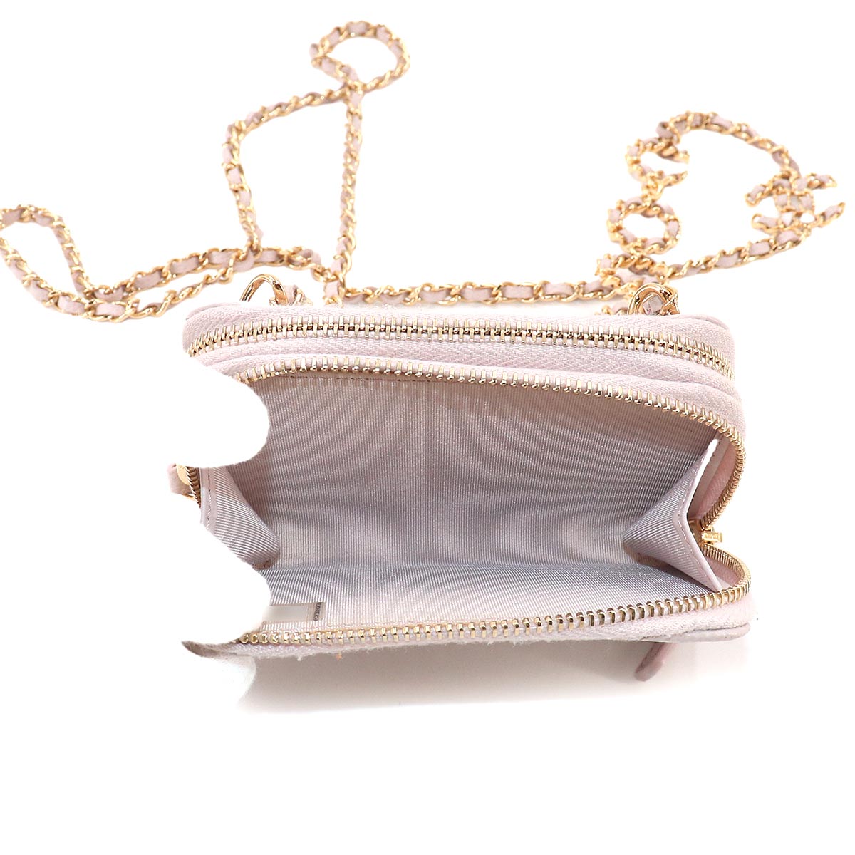 Matelasse Chain Wallet Coin case Leather Pink Purse