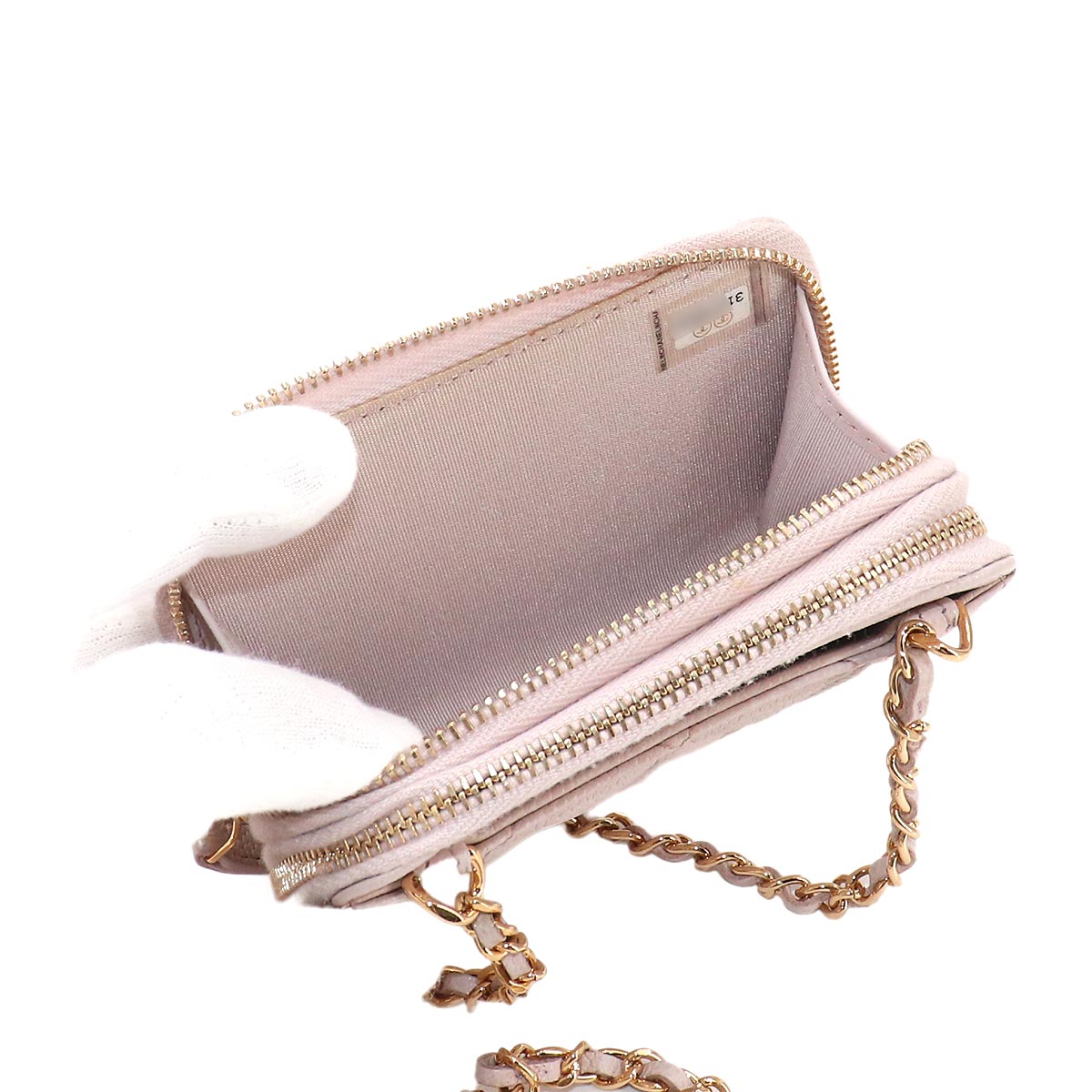 Matelasse Chain Wallet Coin case Leather Pink Purse