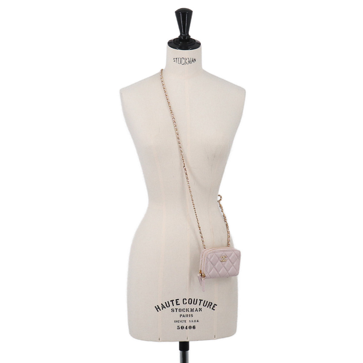 Matelasse Chain Wallet Coin case Leather Pink Purse