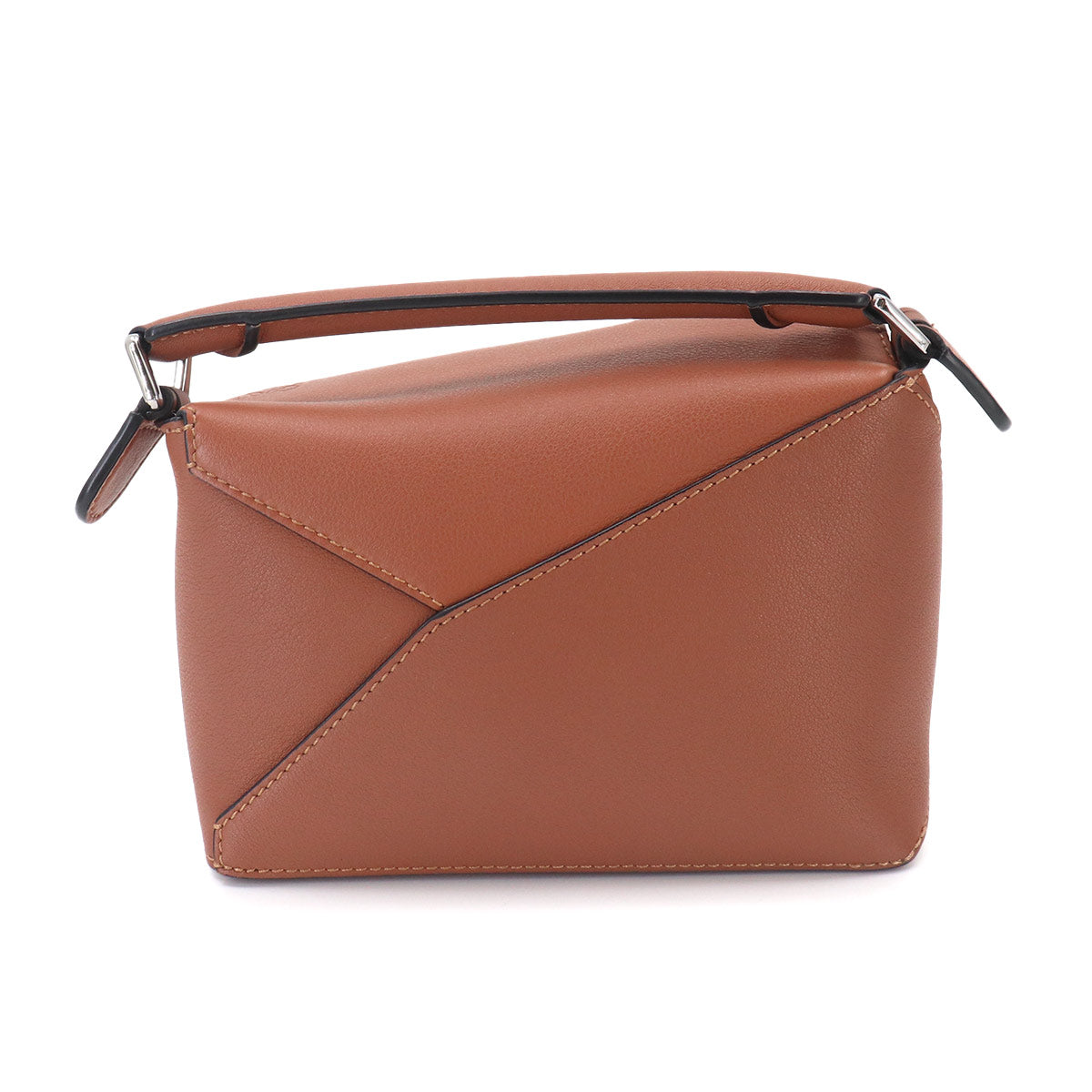 Pazzle Edge Bag Mini Hand Shoulder Bag Leather Tan Purse