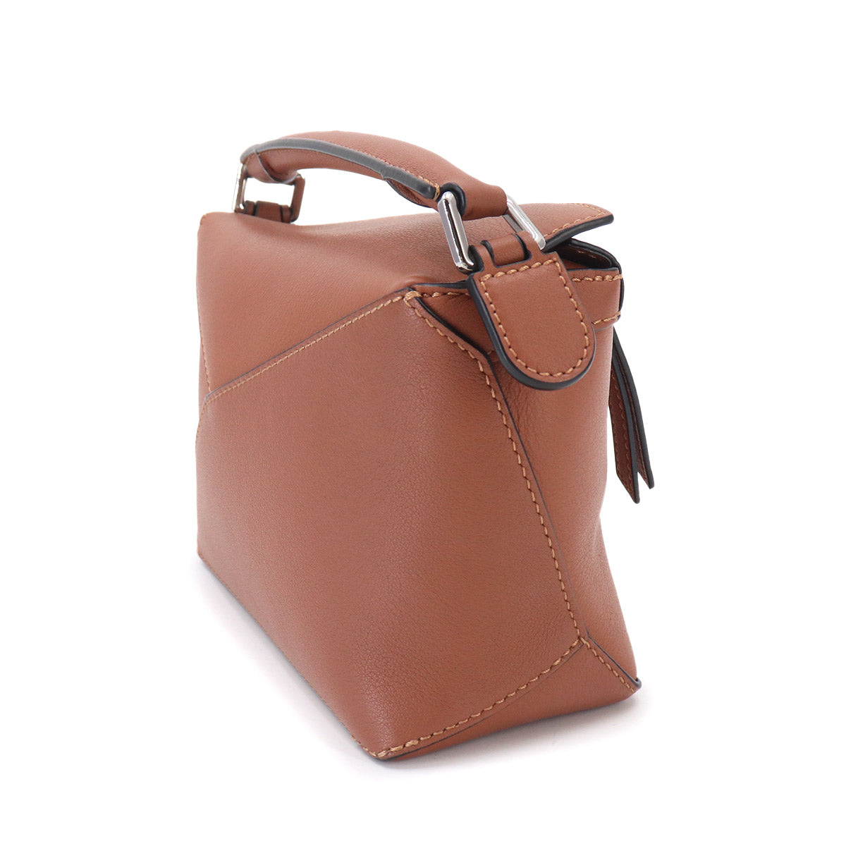 Pazzle Edge Bag Mini Hand Shoulder Bag Leather Tan Purse