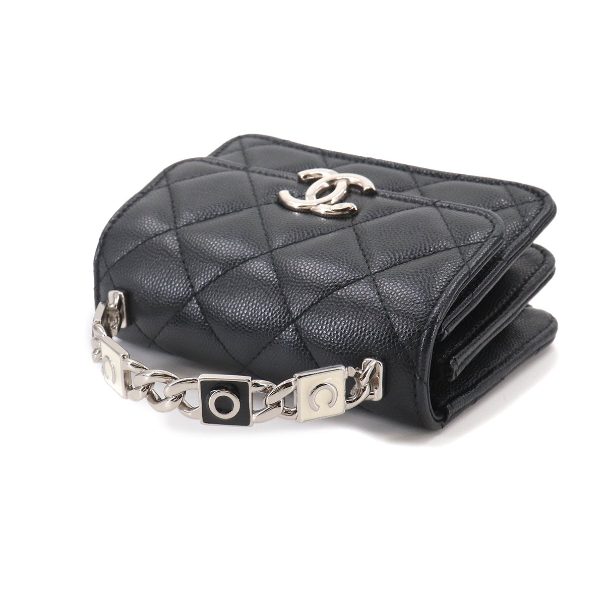 Mini Mini Matelasse Hand Chain Shoulder Bag Leather Black AP2758
