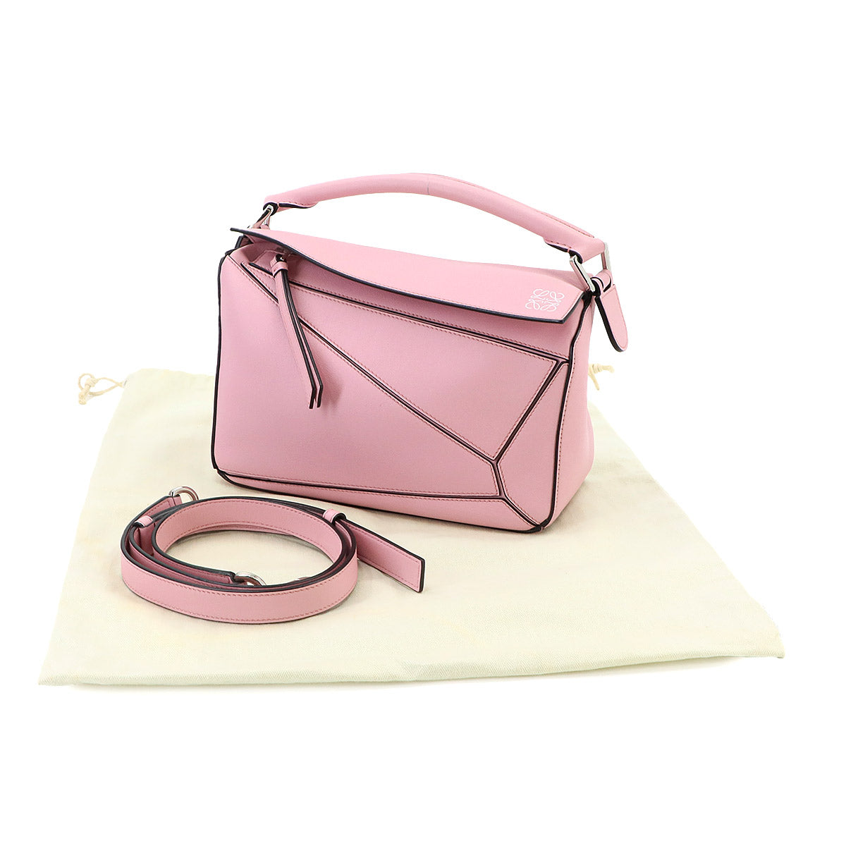 Pazzle Bag Small 2way Hand Shoulder Bag Leather Pink
