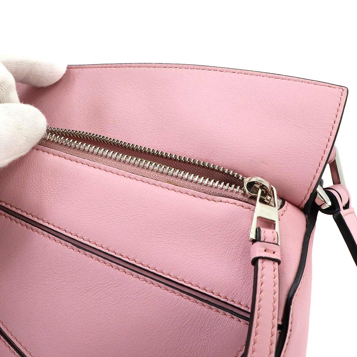 Pazzle Bag Small 2way Hand Shoulder Bag Leather Pink