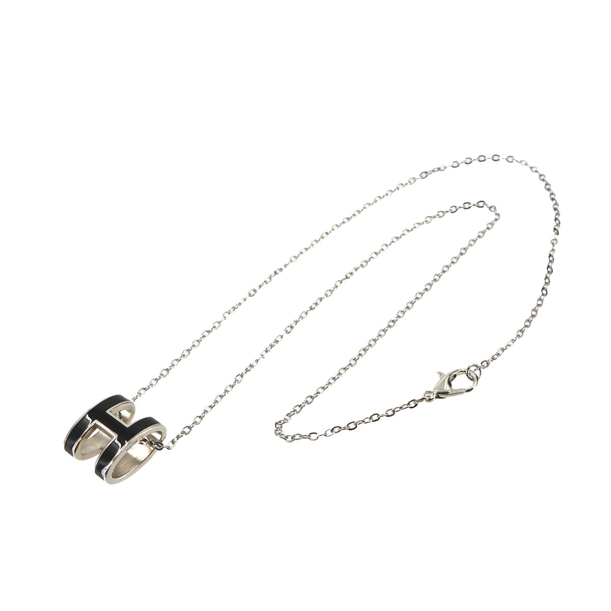 Pop H Chain Necklace Black Silver Accessory