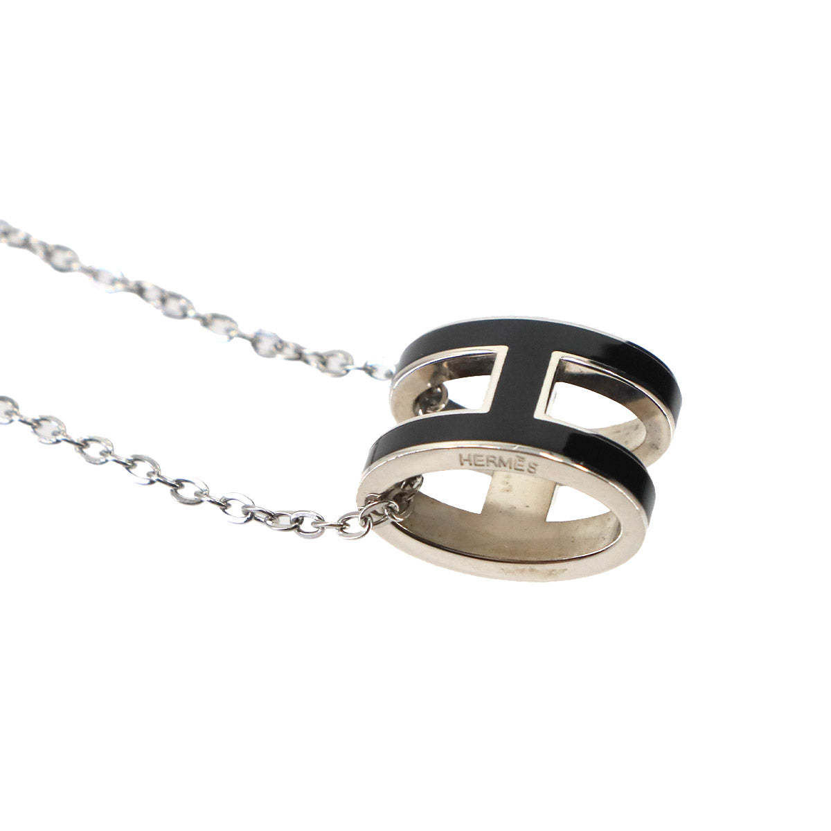 Pop H Chain Necklace Black Silver Accessory