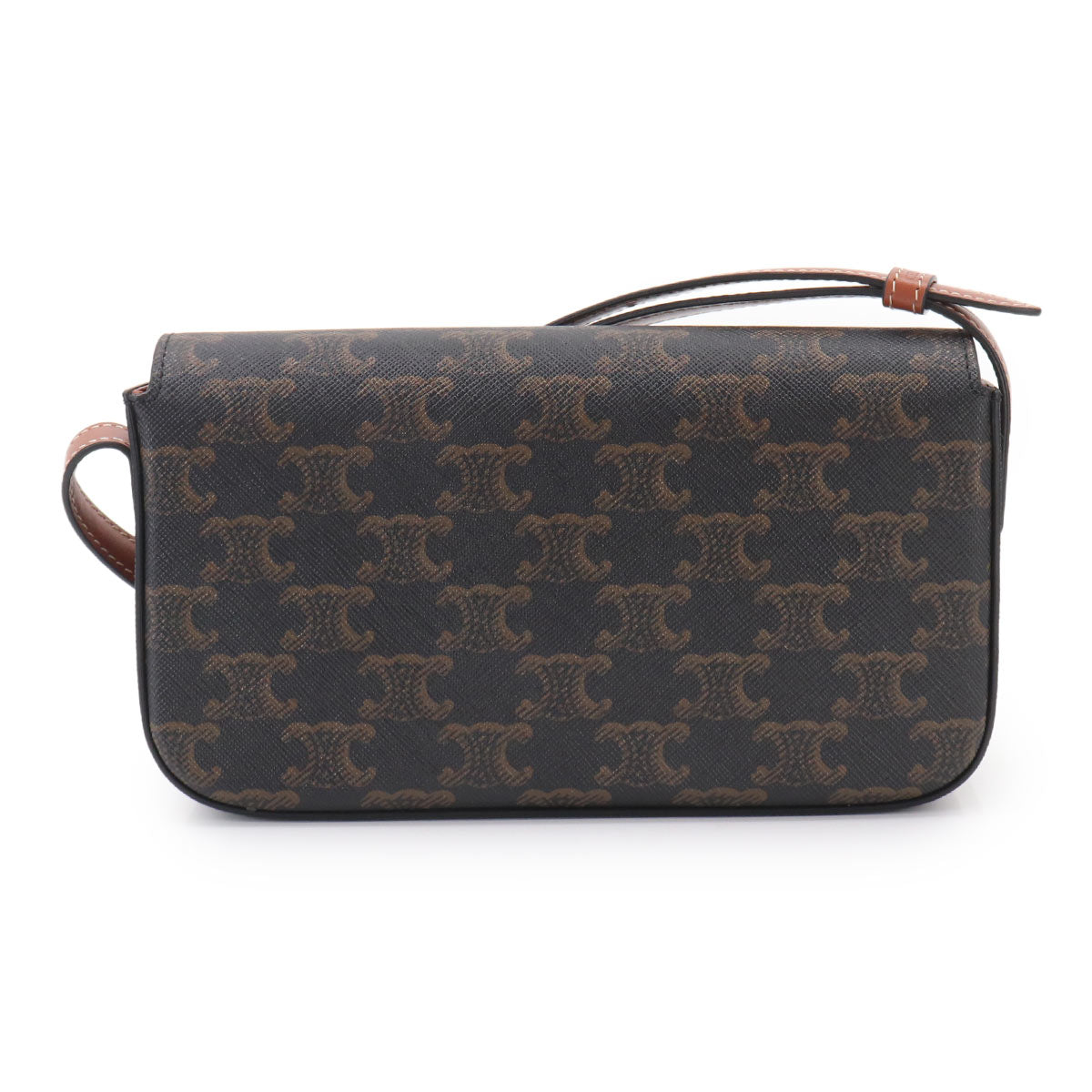 Triomphe Claude Shoulder Bag PVC Leather Black Brown 194142