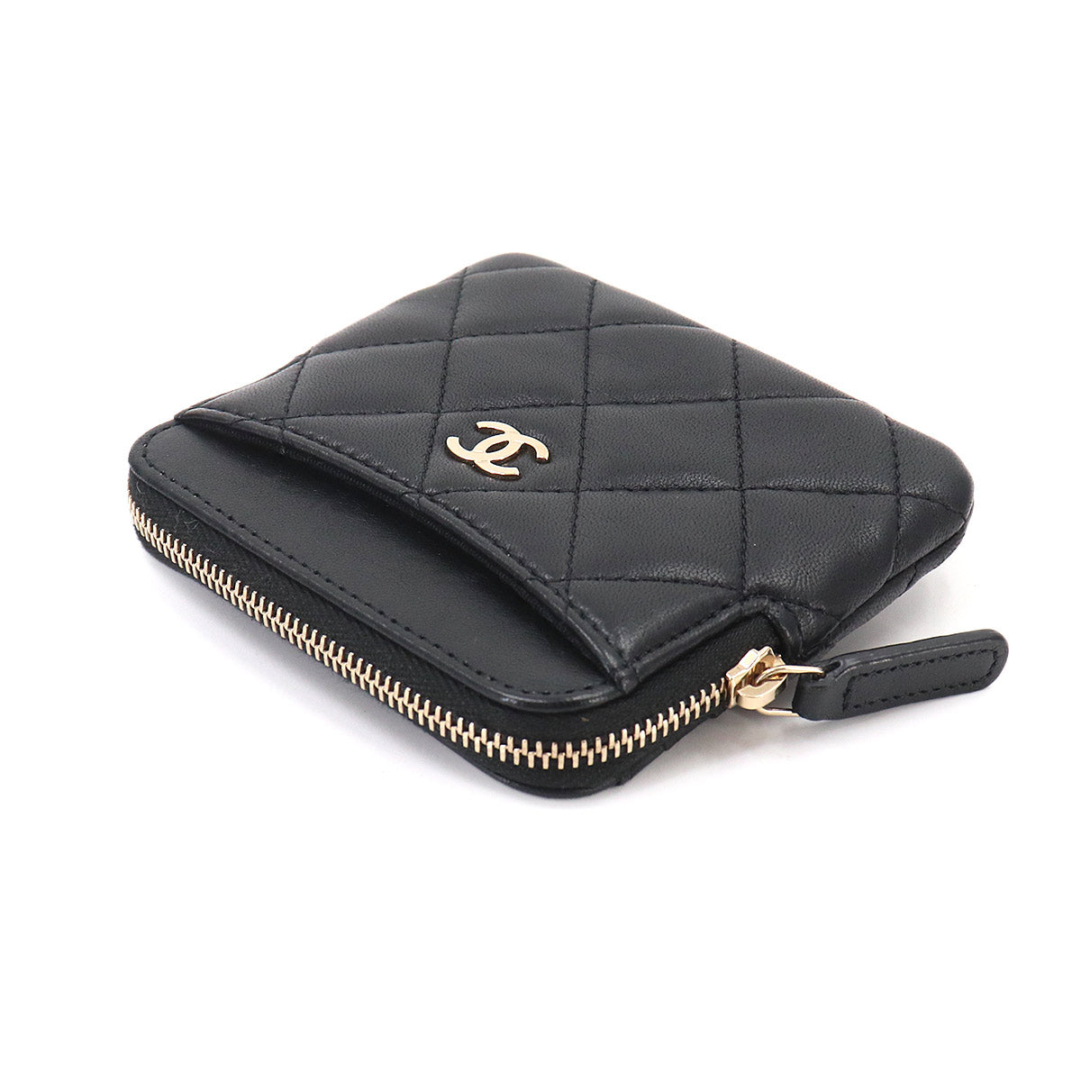 Matelasse Coin Purse Case Leather Black AP2061