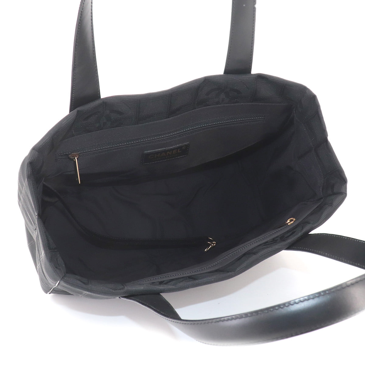 New Travel Line Tote PM Bag Nylon Jacquard Leather Black A20457