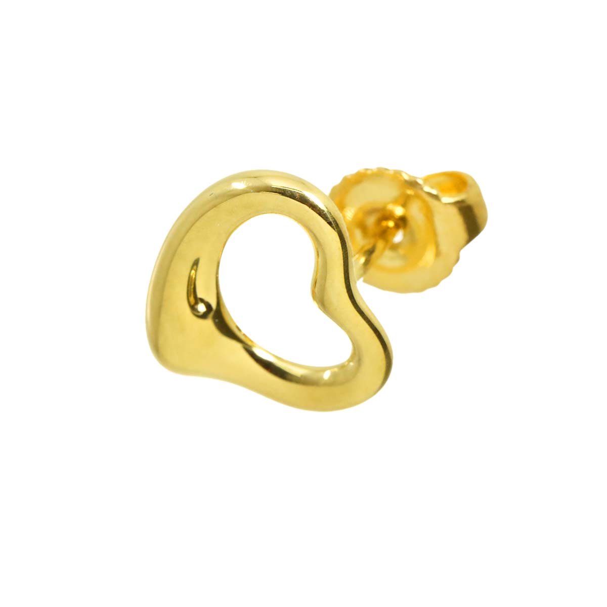Open Heart Earring Pierced 18K YG 750 One Piece only