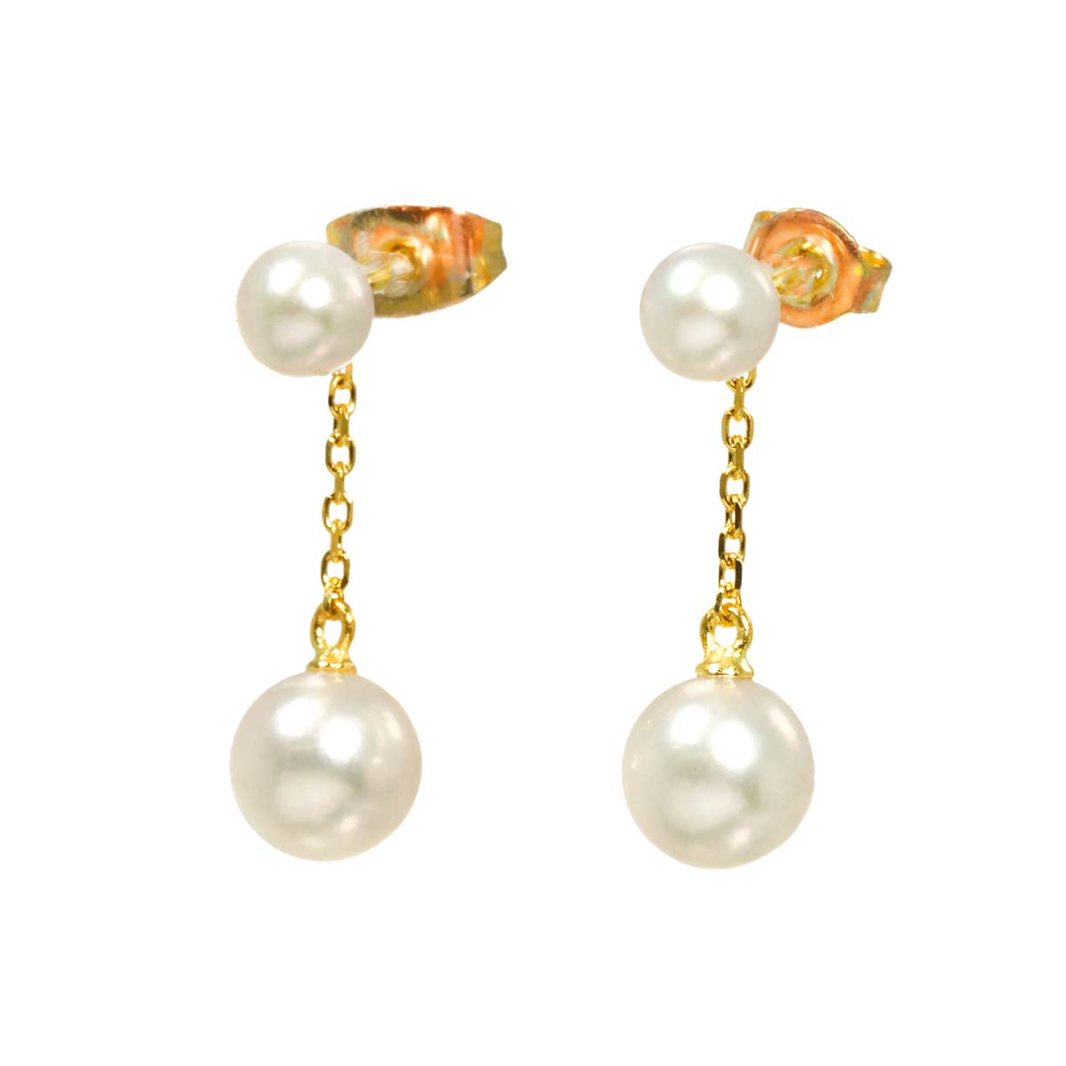 Akoya Pearl 7.0-5.0mm Earrings Pierced 18K YG 750