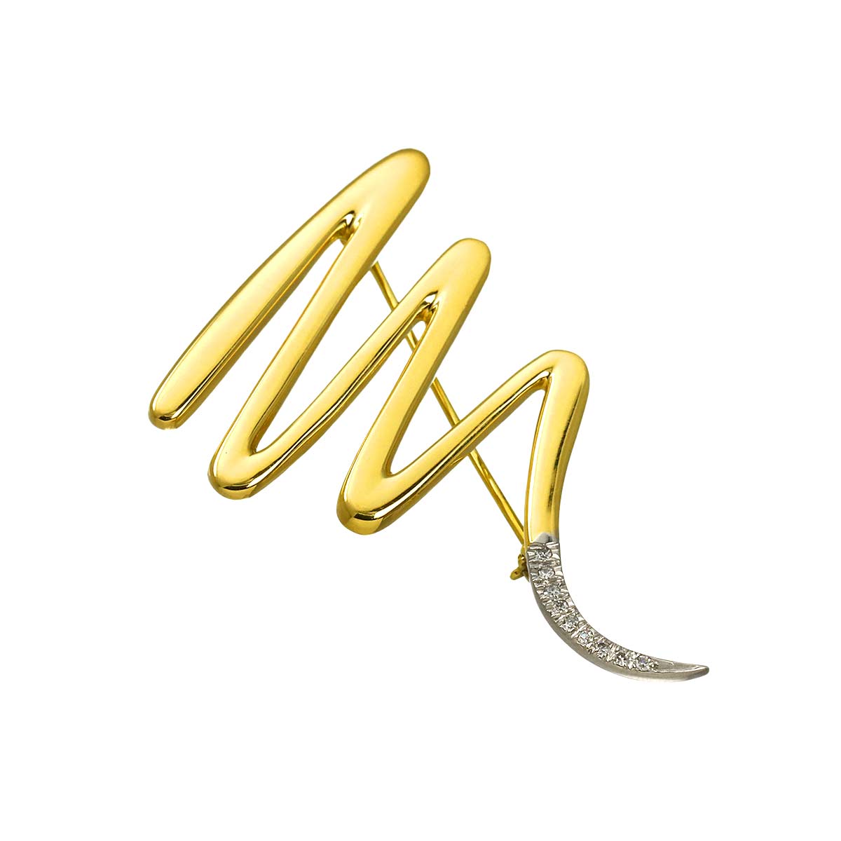 Diamond Brooch 18K Yellow Gold 750 Pt