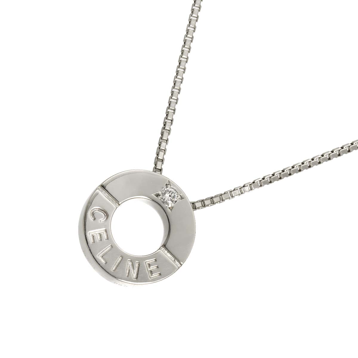 Logo Diamond 0.03ct Necklace Platinum
