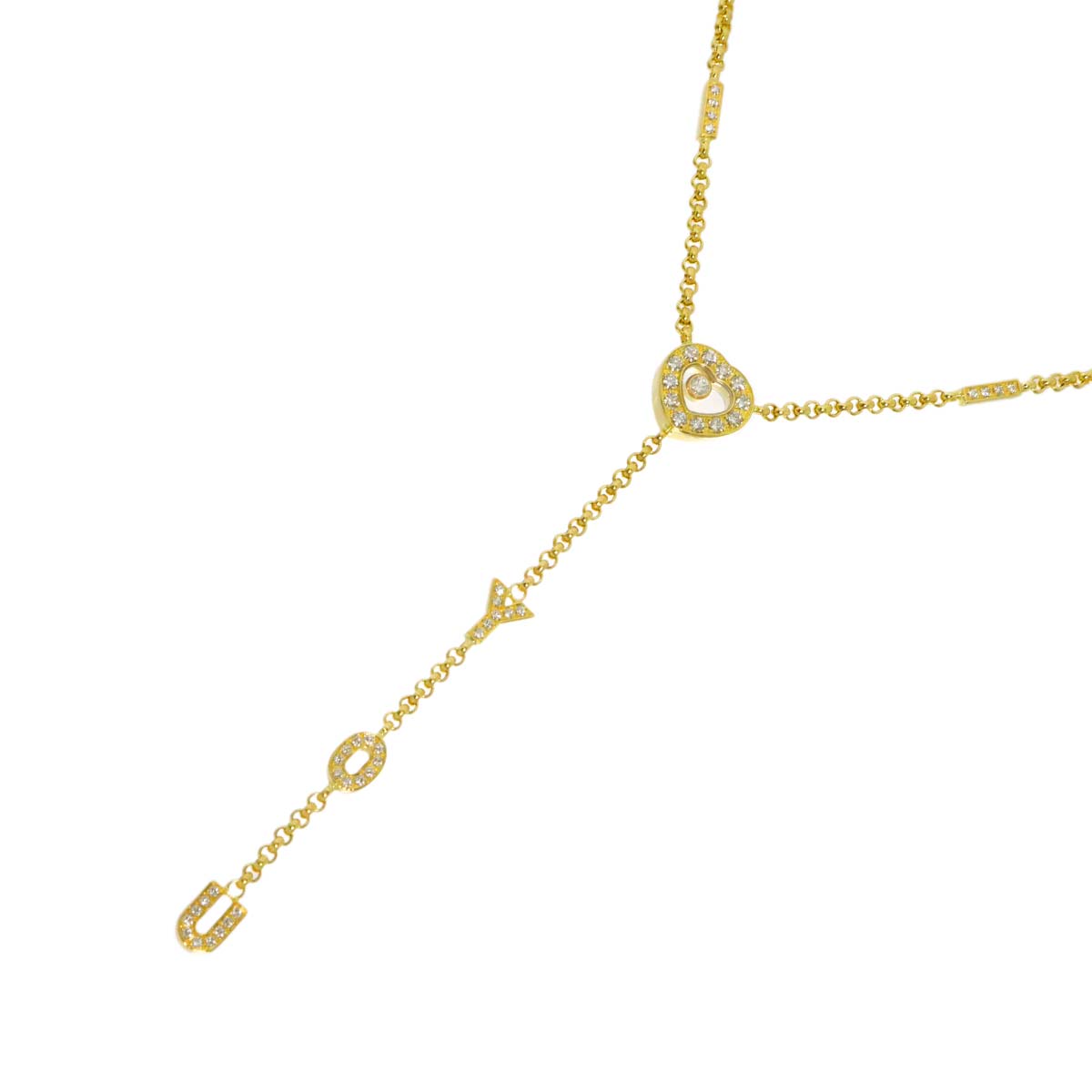 Happy Diamond Heart I LOVE YOU Necklace 18K YG 750