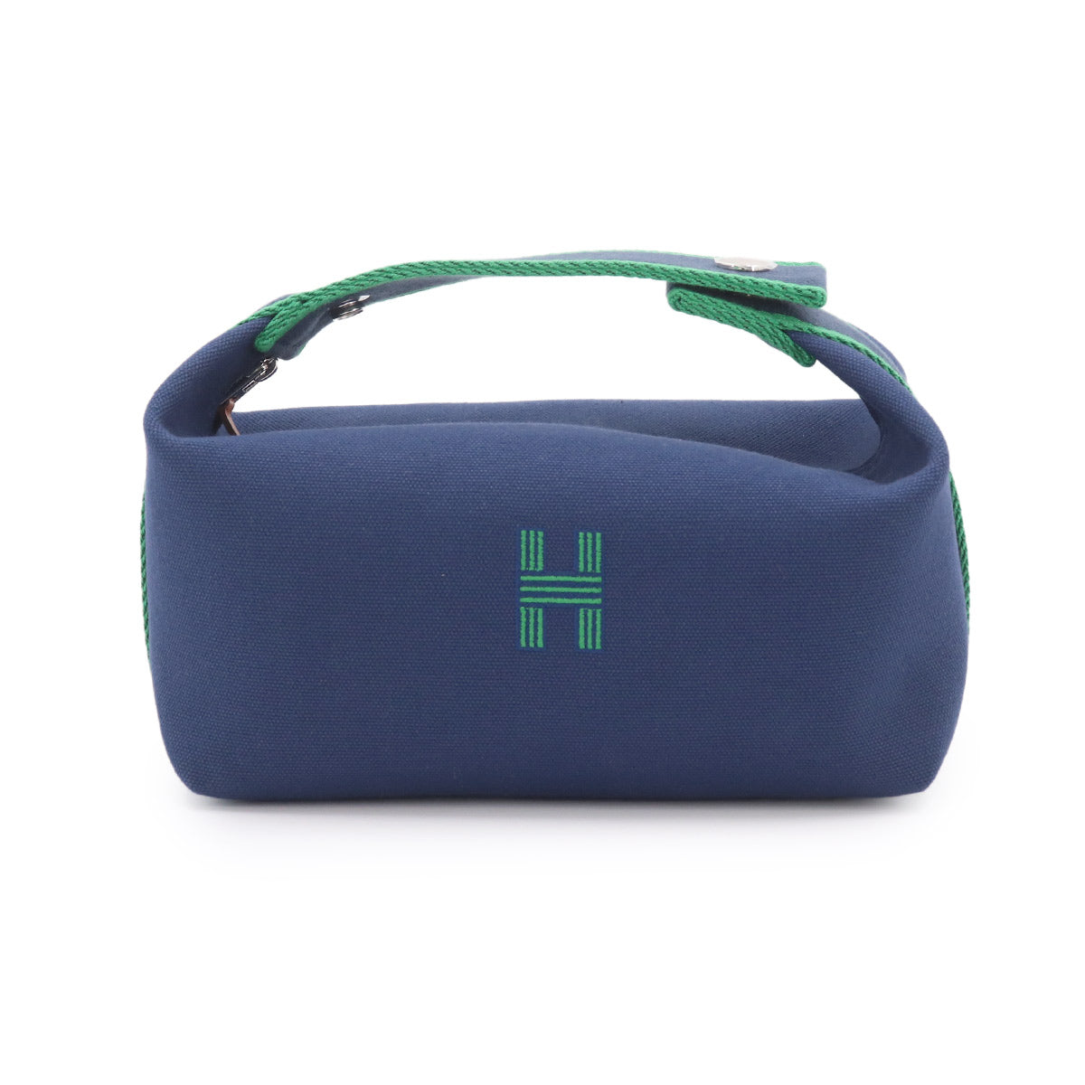 Bride a Brac PM Hand Bag Toile H Blue Marine Green Pouch