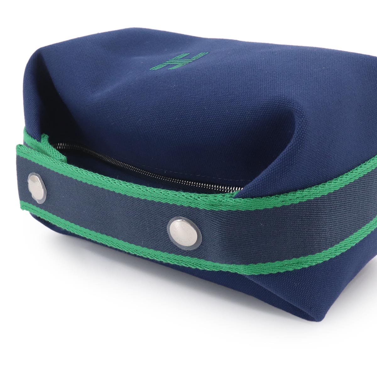 Bride a Brac PM Hand Bag Toile H Blue Marine Green Pouch