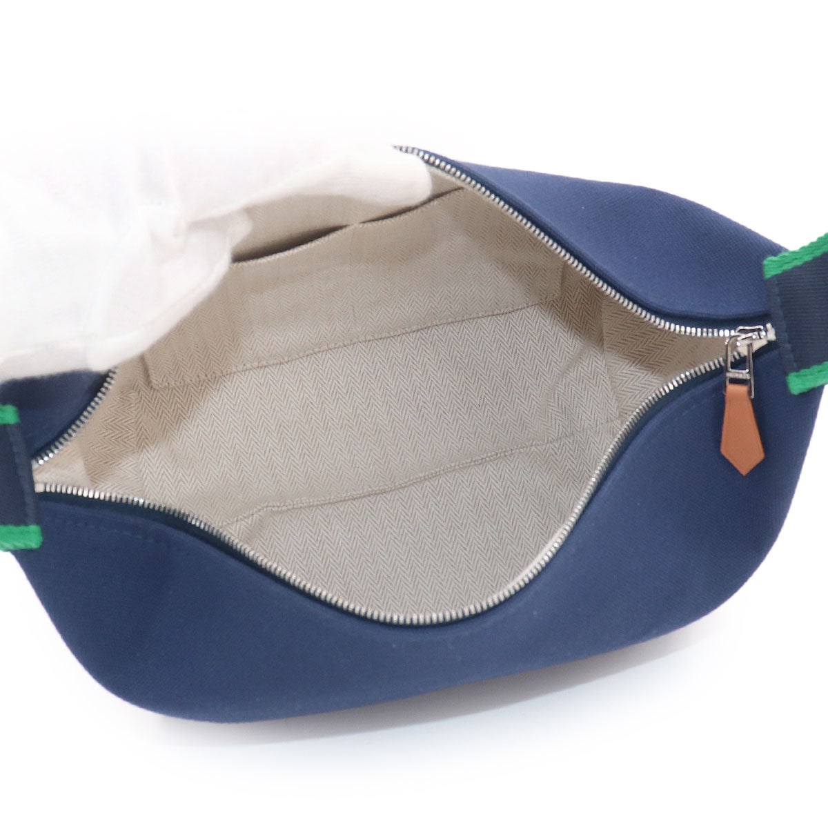Bride a Brac PM Hand Bag Toile H Blue Marine Green Pouch