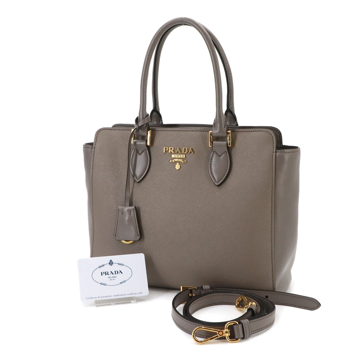 2way Hand Shoulder Bag Saffiano Leather Gray 1BA113