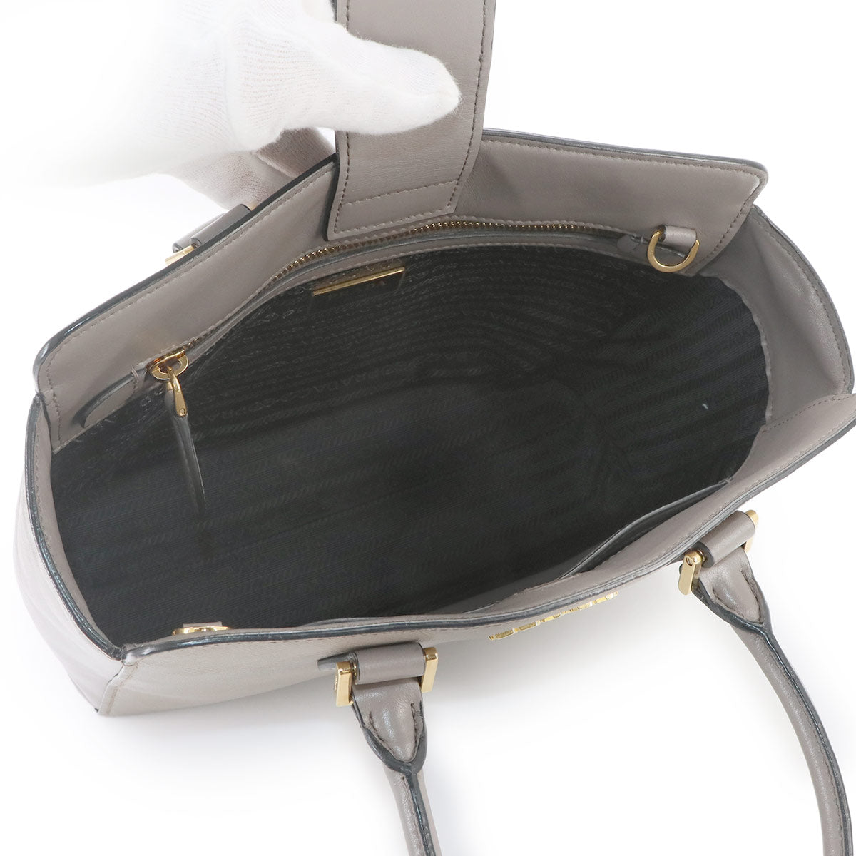 2way Hand Shoulder Bag Saffiano Leather Gray 1BA113