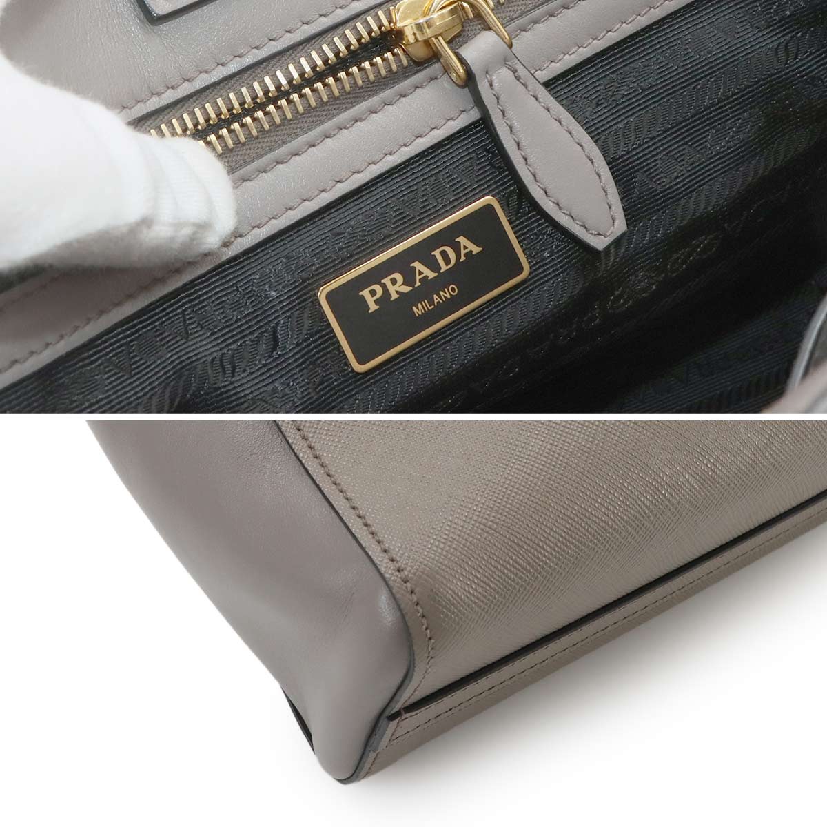 2way Hand Shoulder Bag Saffiano Leather Gray 1BA113