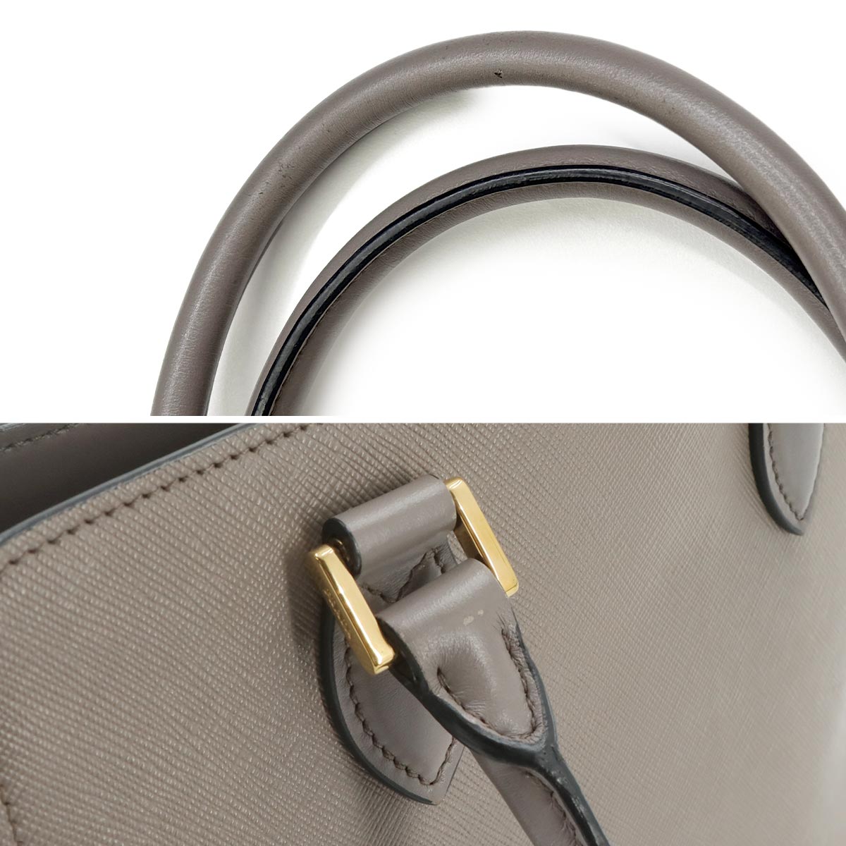 2way Hand Shoulder Bag Saffiano Leather Gray 1BA113